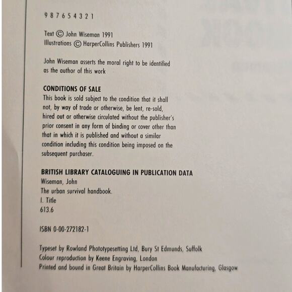 Urban Survival Handbook by John 'Lofty' Wiseman Harper Collins 1992 Paperback - Picture 3 of 6